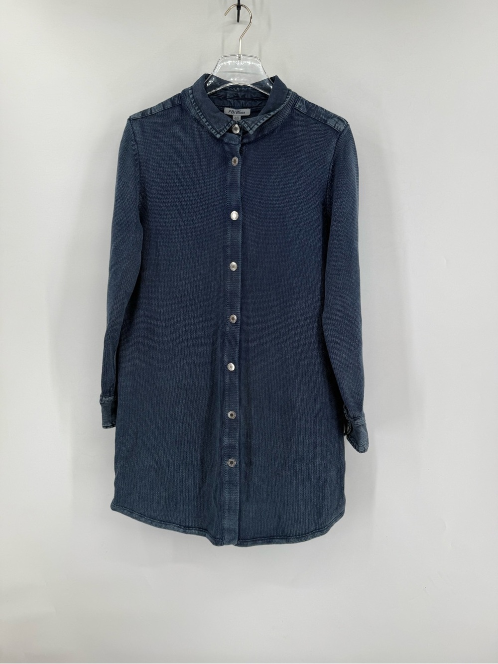 PBJ Blues Snap Tunic Cardigan - Denim Indigo size large